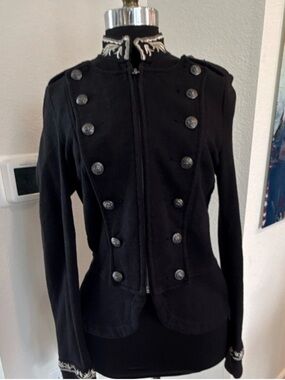 Denim & Supply Ralph Lauren Black Military-Style Blazer with Embroidered Trim
